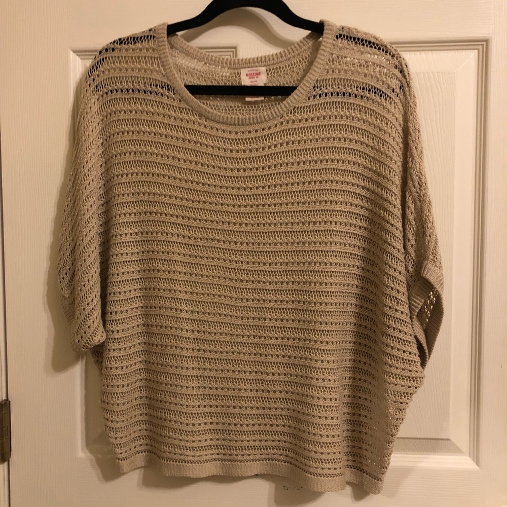 Women’s Large Mossimo Open Stitch Pullover, Tan. Very lightly worn!